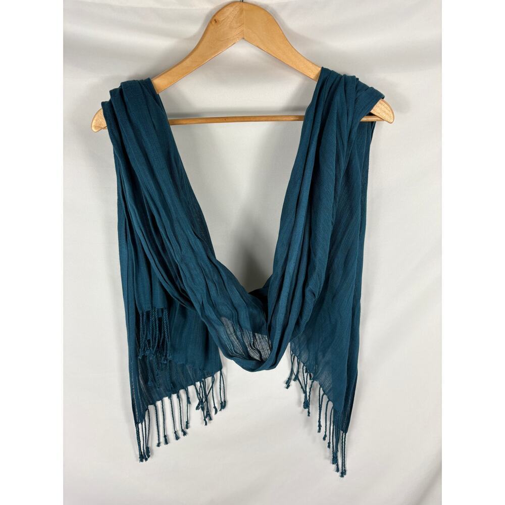 Boutique Blue Fringe Lightweight Scarf